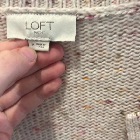 Loft Open Front Pink Speckled Cardigan - Size Medium - Picture 2 of 3